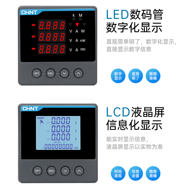 正泰PD666数显表远程485三相多功能智能表电压电力功率仪表3S4 2S