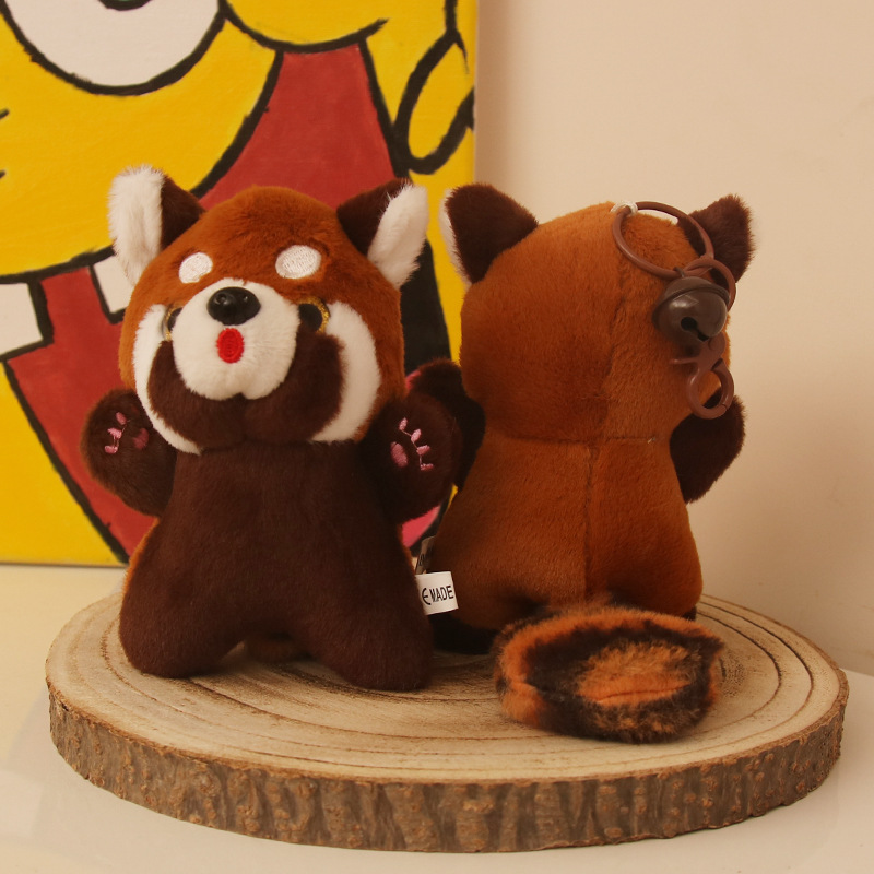 Dibujos animados pequeño mapache colgante de peluche rojo neto lindo lindo muñeco pequeño panda bolso colgante llavero muñeca
