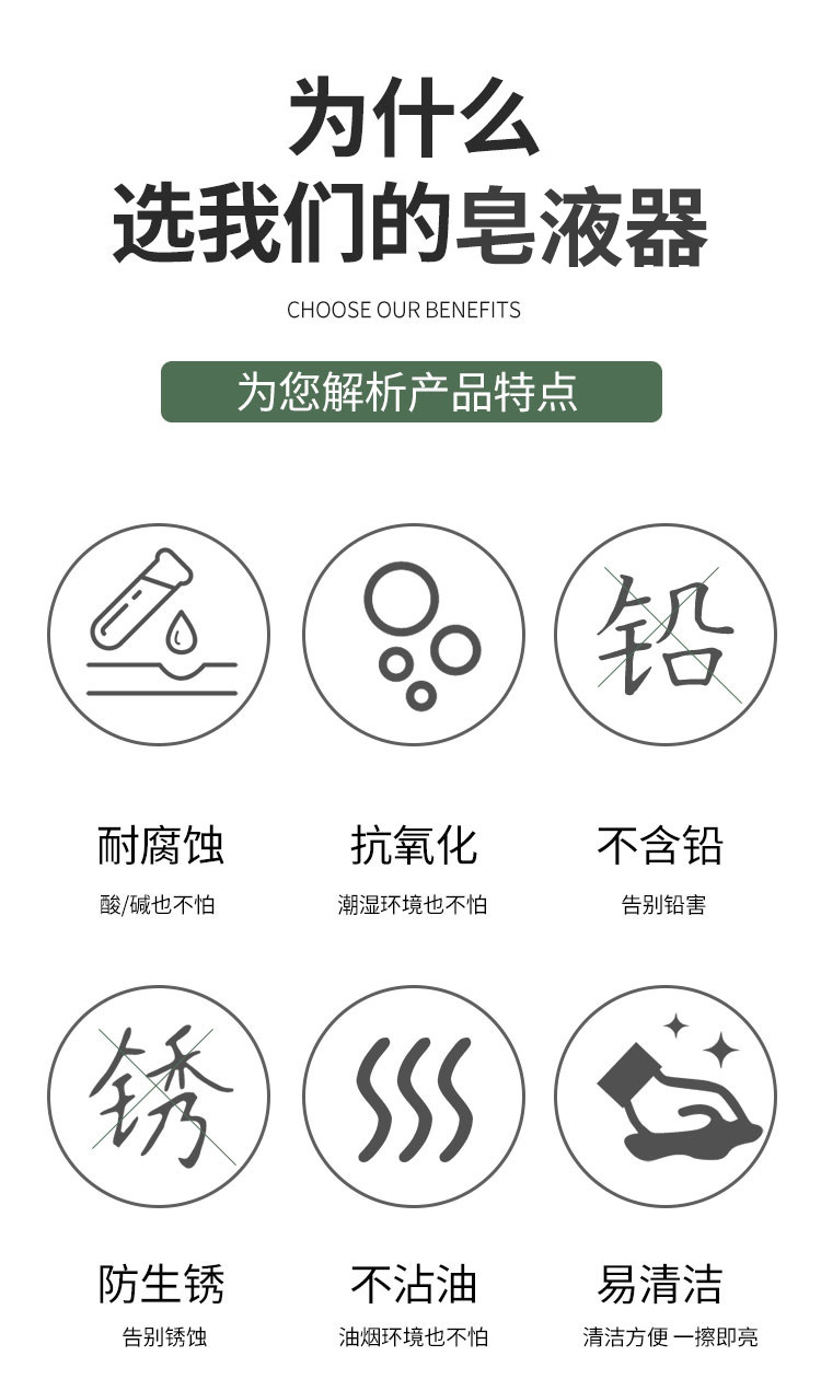 潜水艇厨房水槽用洗菜盆洗洁精瓶子按压器按压瓶304不锈钢皂液器undefined