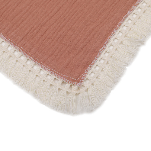 New European and American Children's Blanket, Baby Gauze Double Layer Pure Cotton Bath Wrap, Infant Fringe Blanket