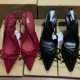 Za New High Heels Autumn and Winter 2024 French Red Painted Bow Decoration Fashion Shallow Sandals for Women Commuter Women