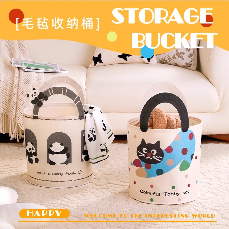 Cute Large-Capacity Dirty Clothes Basket Dirty Clothes Storage Basket Laundry Basket Bucket Household Foldableable Felt Toy Sundry Basket