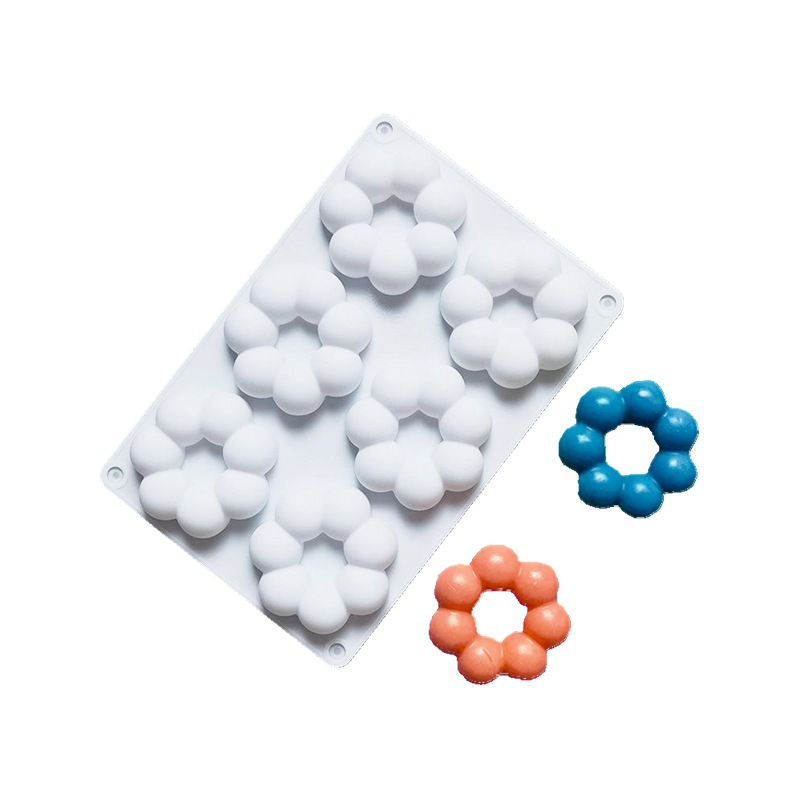 6-piece flower-shaped donut silicone mold cake pudding dessert Petal Chocolate mold soap baking utensils