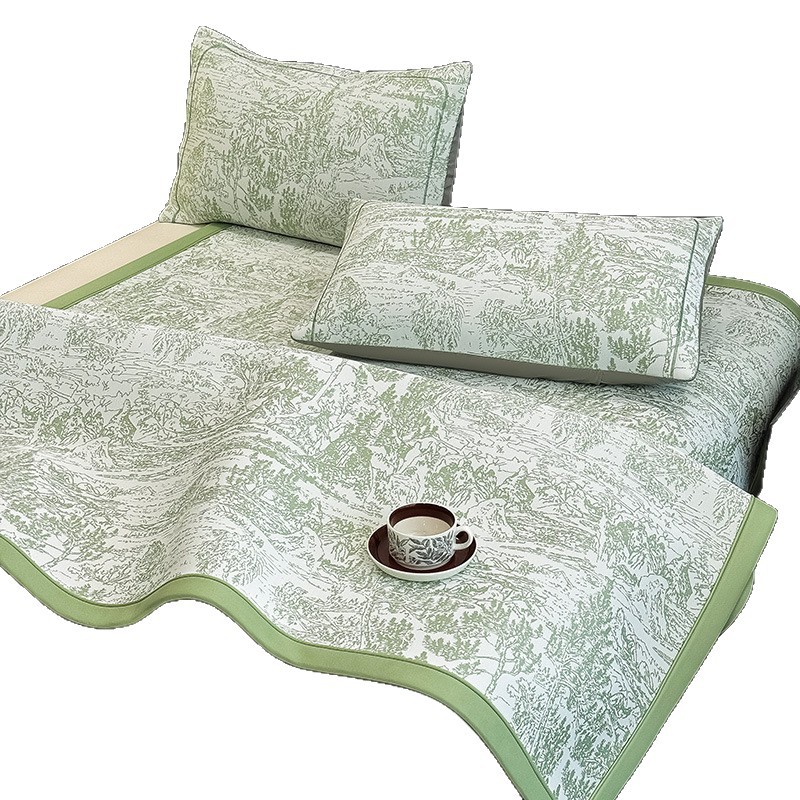 Verano madre y bebé grado 5A polietileno 100% PE alfombra fresca se puede lavar en máquina Jacquard aire acondicionado sensación fresca suave cama alfombra de estilo de cama