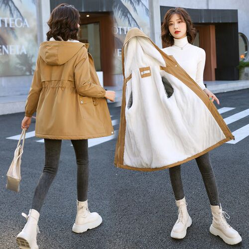 velvet women's medium and long women's trendy new winter Korean style loose cotton clothes with thick windbreaker outer