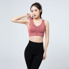 B 运动文胸性感美背前拉链无杯垫排汗遮副乳内衣健身服瑜伽背心