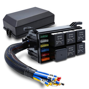 Car fuse and relay box with pre-wired car 6-way modified control box with wire