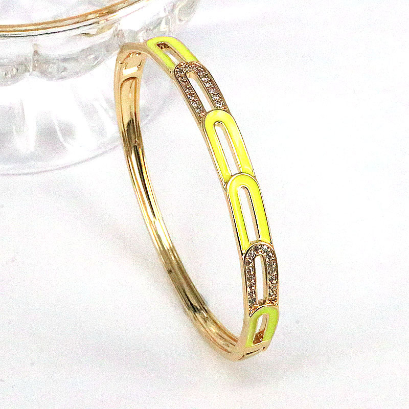 Fashion Geometric Copper Stoving Varnish Gold Plated Zircon Bangle display picture 8