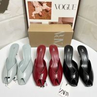 2026 Summer New Product Fish Mouth Fine Heel Lacquered Leather Leaky Toe High Heel Back Air European and American Versatile Fashion Sandals for Women