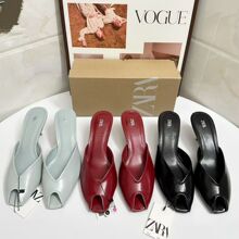 2026 Summer New Product Fish Mouth Fine Heel Lacquered Leather Leaky Toe High Heel Back Air European and American Versatile Fashion Sandals for Women