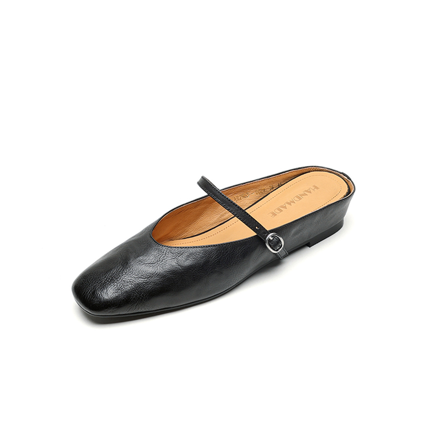 Dép mule nữ da cừu mũi tròn hở gót, gót thấp 4 cm, phong cách thời trang hè — đen chi tiết 26
