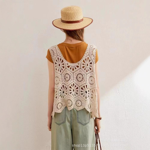 Summer hot girl design lacework mesh strap women's innerwear knitted vest outerwear sleeveless cover shirt top 