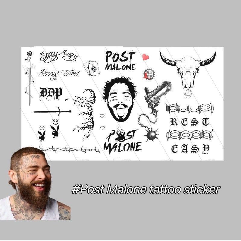 Post Malone Tattoo Sticker Post Malone Tattoo Sticker