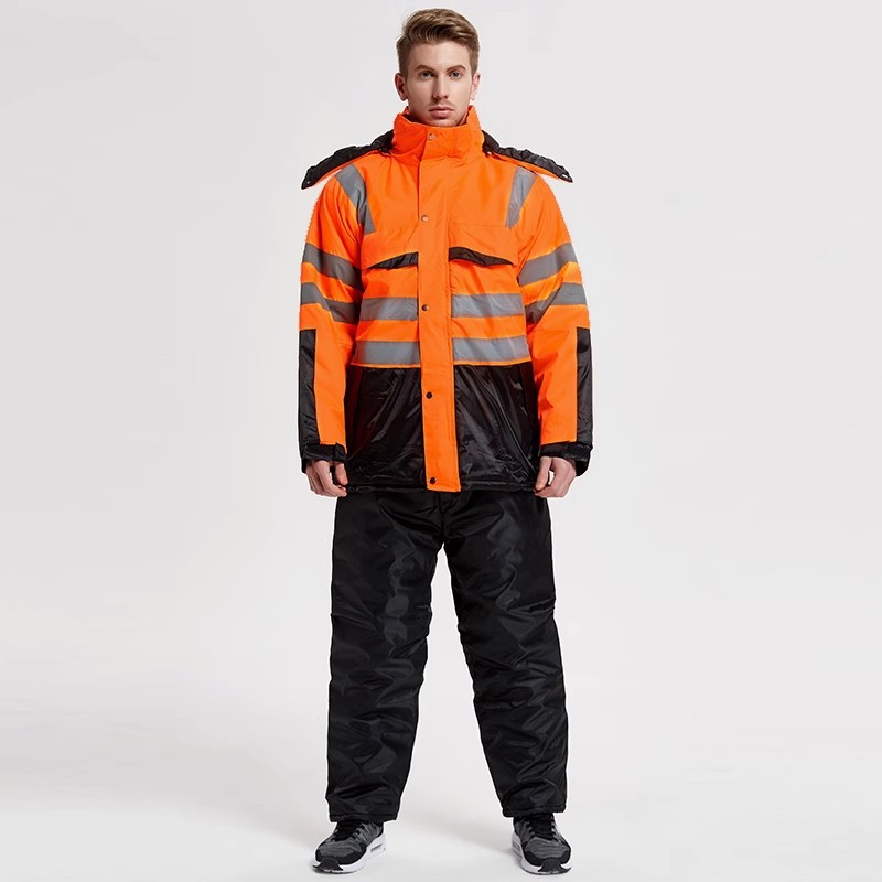 Ropa de refrigeración unida con sombrero impermeable tripulación ropa de algodón de trabajo ropa de algodón caliente chaqueta de algodón de invierno para hombres image 8