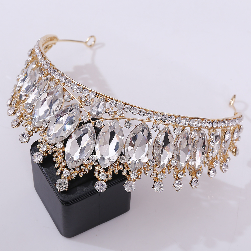 Inlay Design Retro Style Retro Crown Alloy Inlay Crystal Rhinestones Crown 1 Piece