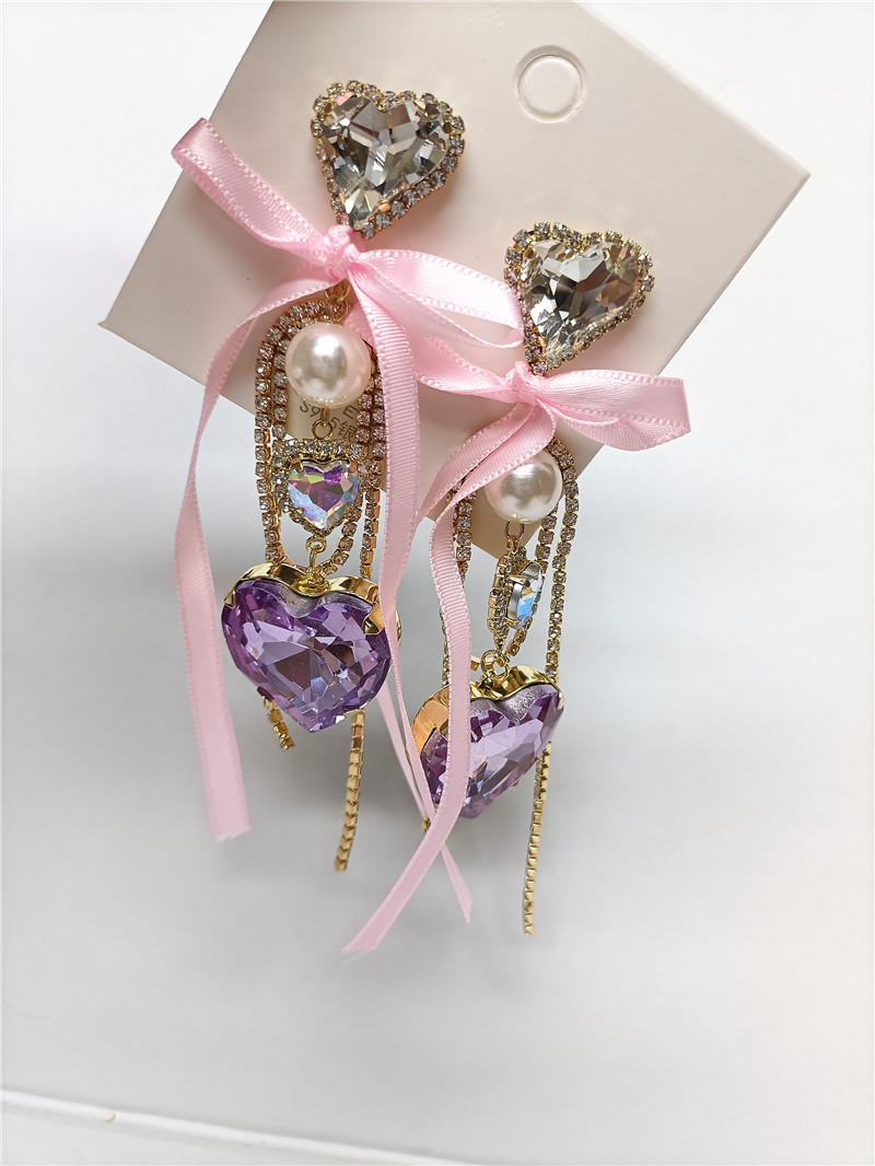 Boucles D&#39;oreilles Noeud En Cristal Coeur Coréen En Gros Nihaojewelry display picture 1