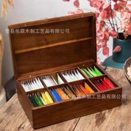 茶叶分格包装木盒家用木质包装茶包收纳盒茶叶木质包装盒木质礼盒