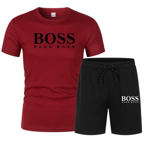 2025 Cross-border Summer New Mesh Short-sleeve T-shirt Men's Fashion Casual Sports Set Loose Men's Two-piece Set