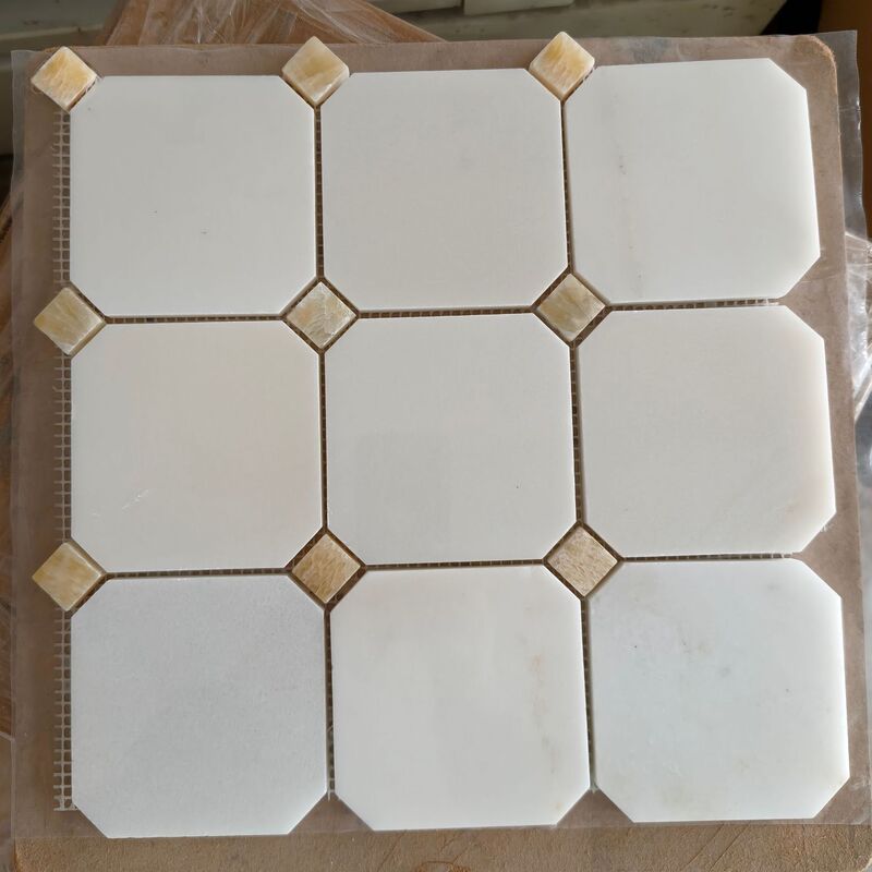High-Quality White Octagonal 10cm Marble Mosaic Tiles for Bathroom Background Walls and Floor Tiles High-Quality White Octagonal 10cm Marble Mosaic Tiles for Bathroom Background Walls and Floor Tiles