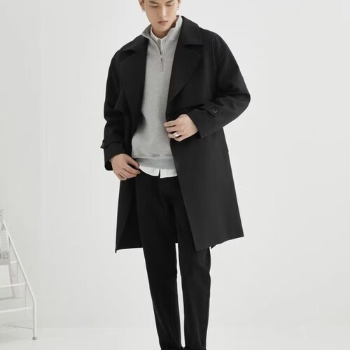 Half-zip hoodie men's spring and autumn Japanese retro heavy cable knit outerwear fashionable woolen sweater