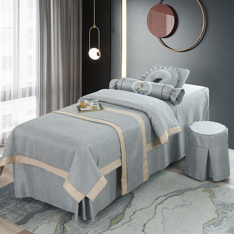 新款美容床罩四件套美容院按摩床四件套轻奢四季通用美容礼斜纹