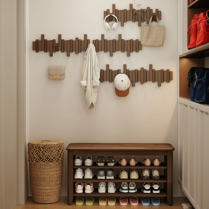 Colgador de colgador de llave de piano, gancho, puerta de entrada, pared, puerta de entrada, perchero de haya real, avanzado creativo