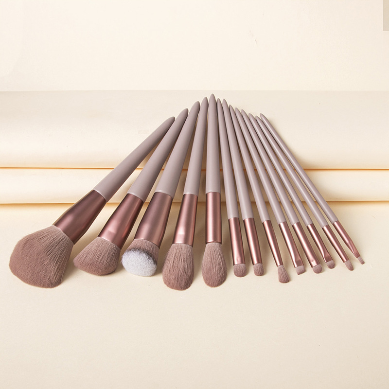 Brochas de maquillaje Fenglida al por mayor, 13 piezas, mango de madera verde claro y rosa, brocha para polvos, brocha para sombra de ojos, brocha de belleza, set de herramientas de maquillaje