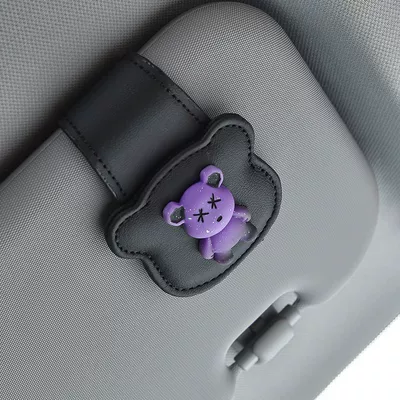Car Glasses Clip/Bill Clip Holder, Sun Visor Storage - blackpurple