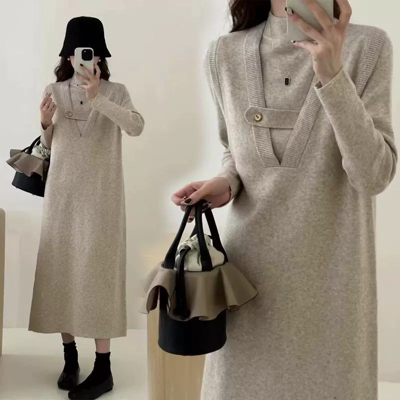 Demi-season set for pregnant, fashionable design vest, body-friendly sweater, trend of season, bright catchy style, fitted