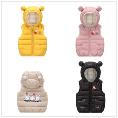 2023 new autumn and winter Macaron children's clothing baby down jacket vest for boys and girls front button cartoon children's vest