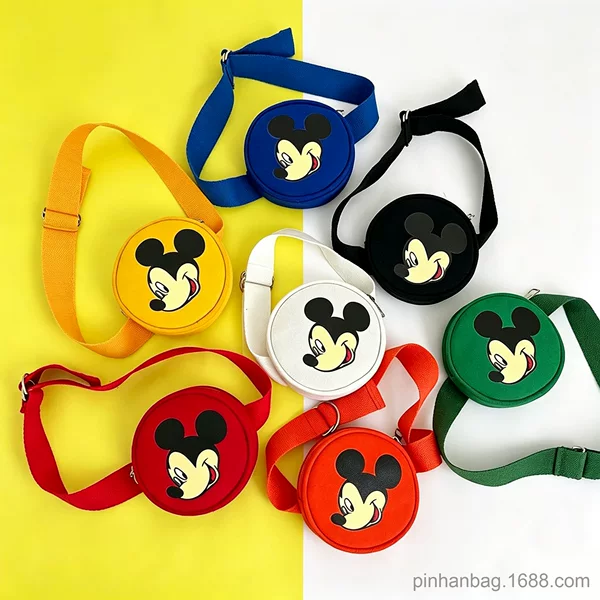 2026 New Children's Waist Bag Cartoon Mickey Cute Round Bag for Boys and Girls Casual Chest Bag Children's Coin Purse
