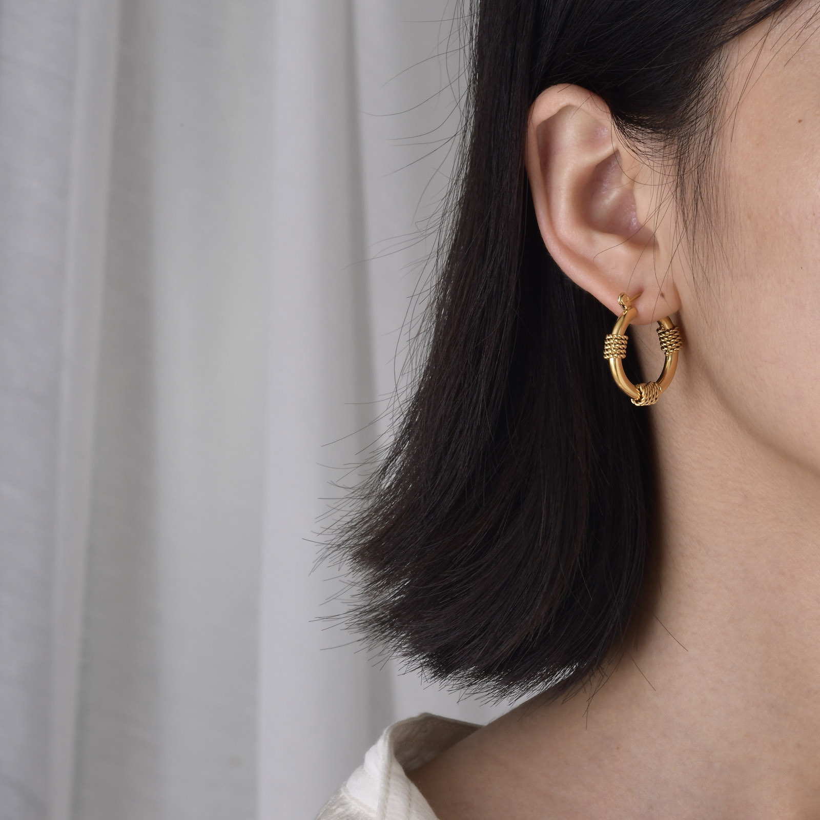 Retro Geometric Stainless Steel Plating Hoop Earrings 1 Pair