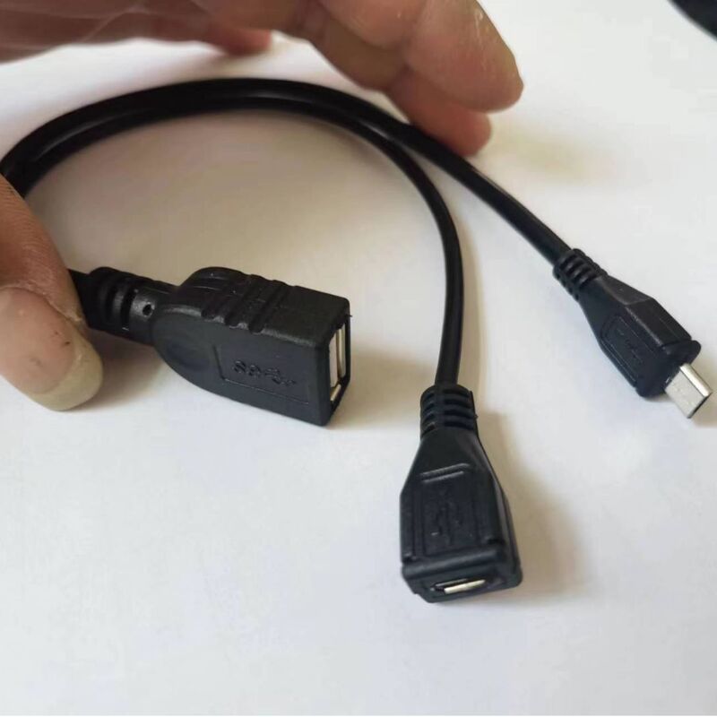 External Power Supply mobile phone tablet micro USB one minute two OTG data cable with power supply port USB conversion