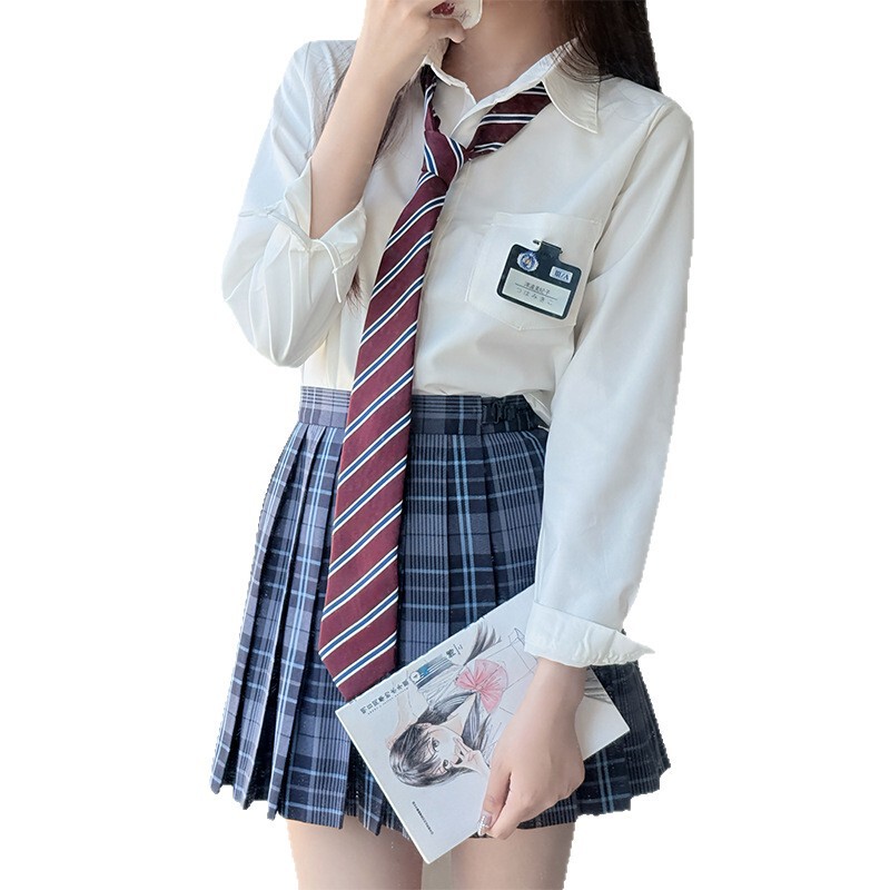 正版学院风日系白色jk衬衫甜美宽松长短袖衬衣tr面料女夏百搭校供|undefined