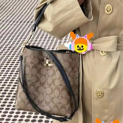 Koujia Jasmine モーリーバケットバッグクラシックレトロ老眼カラーマッチング気質シングルショルダー脇の下ハンドヘルドクロスボディレディースバッグ