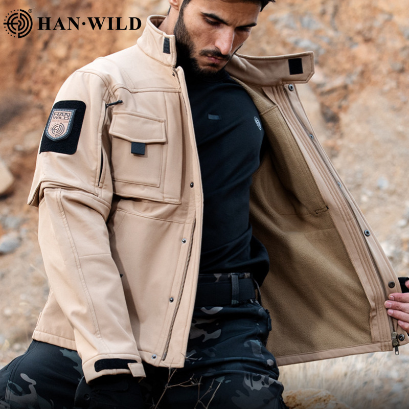 Han Ye Outdoor Autumn/Winter Military Style Tactical Jacket for Men, Raptor Softshell Jacket with Multiple Pockets, Windproof Workwear Han Ye Outdoor Autumn/Winter Military Style Tactical Jacket for Men, Raptor Softshell Jacket with Multiple Pockets, Windproof Workwear
