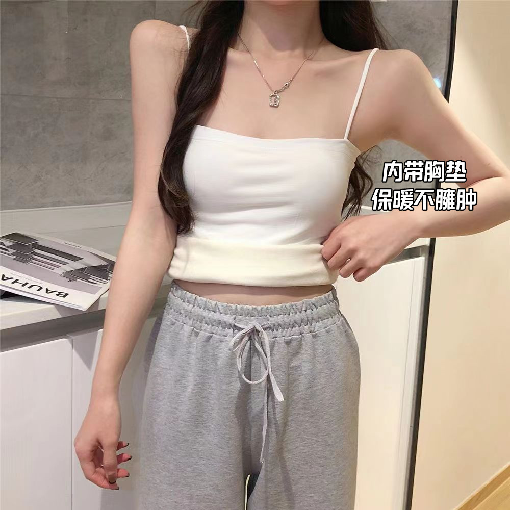 (2개) 겨울 따뜻한 카미 솔 여성 기모 가슴의 포장 밖으로 입고 가슴 패드베이스 내부와 함께 두꺼운 원피스 아름다운 백 튜브 탑