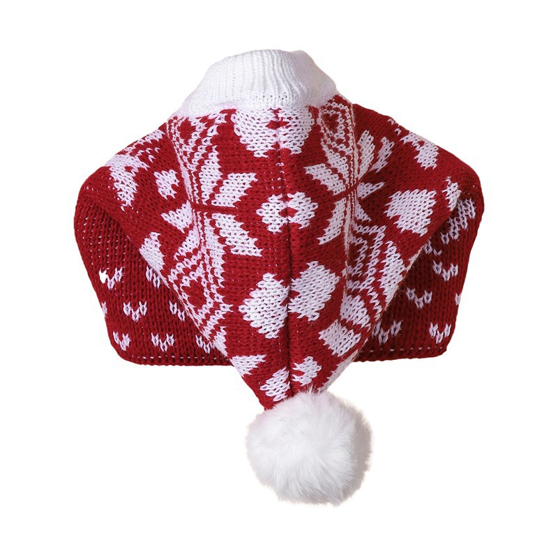 Cappello con palla di pelliccia di cane e gatto lavorato a maglia con stampa di alce e fiocco di neve di Natale nuova atmosfera