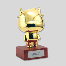 金礼工厂金属卡通吉祥物上市公司金牛纪念品合金摆件定制礼品订做