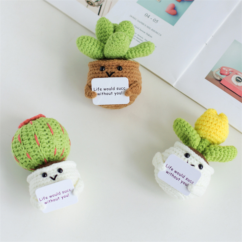 (2개) 국경 손으로 짠 해바라기 감자 인형 긍정적 인 카드 재미있는 표현 사랑 다육 화분 장난감 장식품