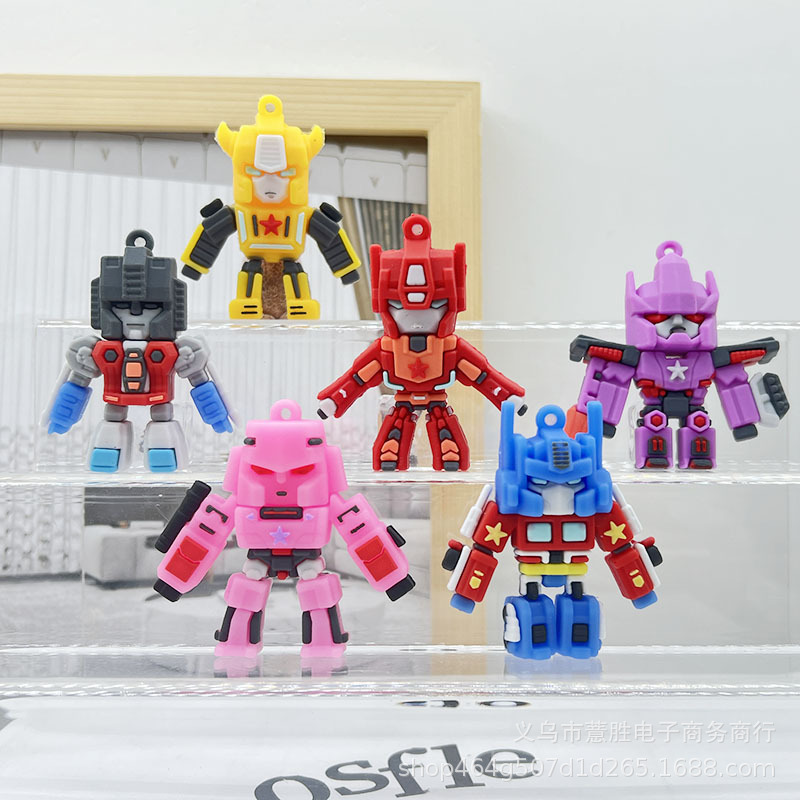 Creative Transformers PVC Keychain Gundam Car Keychain Book Car Bag Pendant Archaeological Blind Box