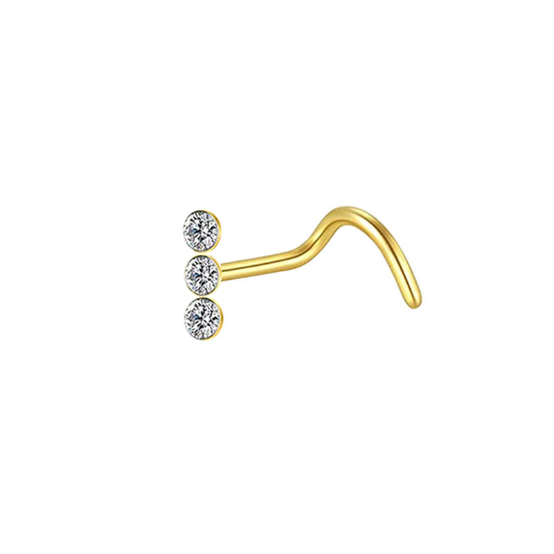 Nieuwe 15-delige set roestvrijstalen, grensoverschrijdende, populaire neuspiercings met open geometrische vormen en ingelegde zirkonia, inclusief koperen piercing._voghion.com