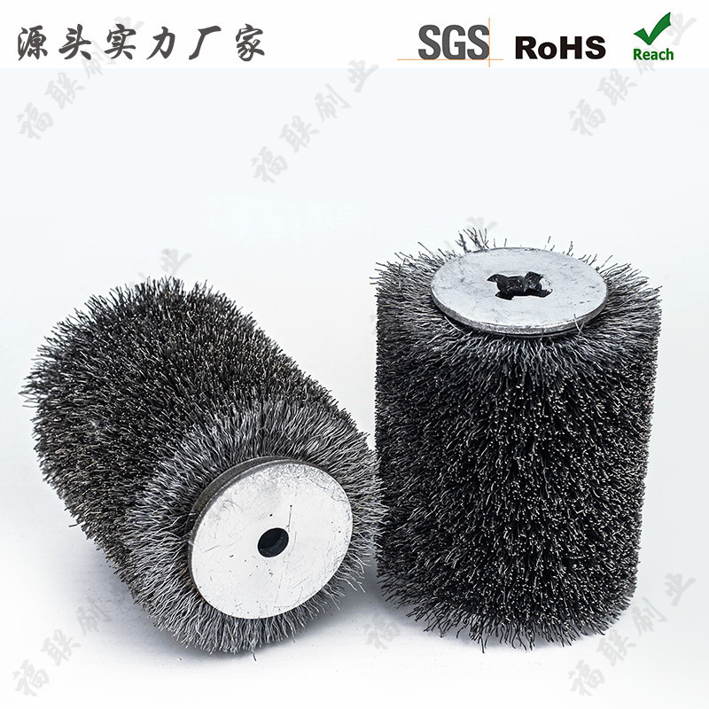 源头厂家汽车钣金五金件抛光方孔钢丝轮刷 金属板材剥漆钢丝刷辊