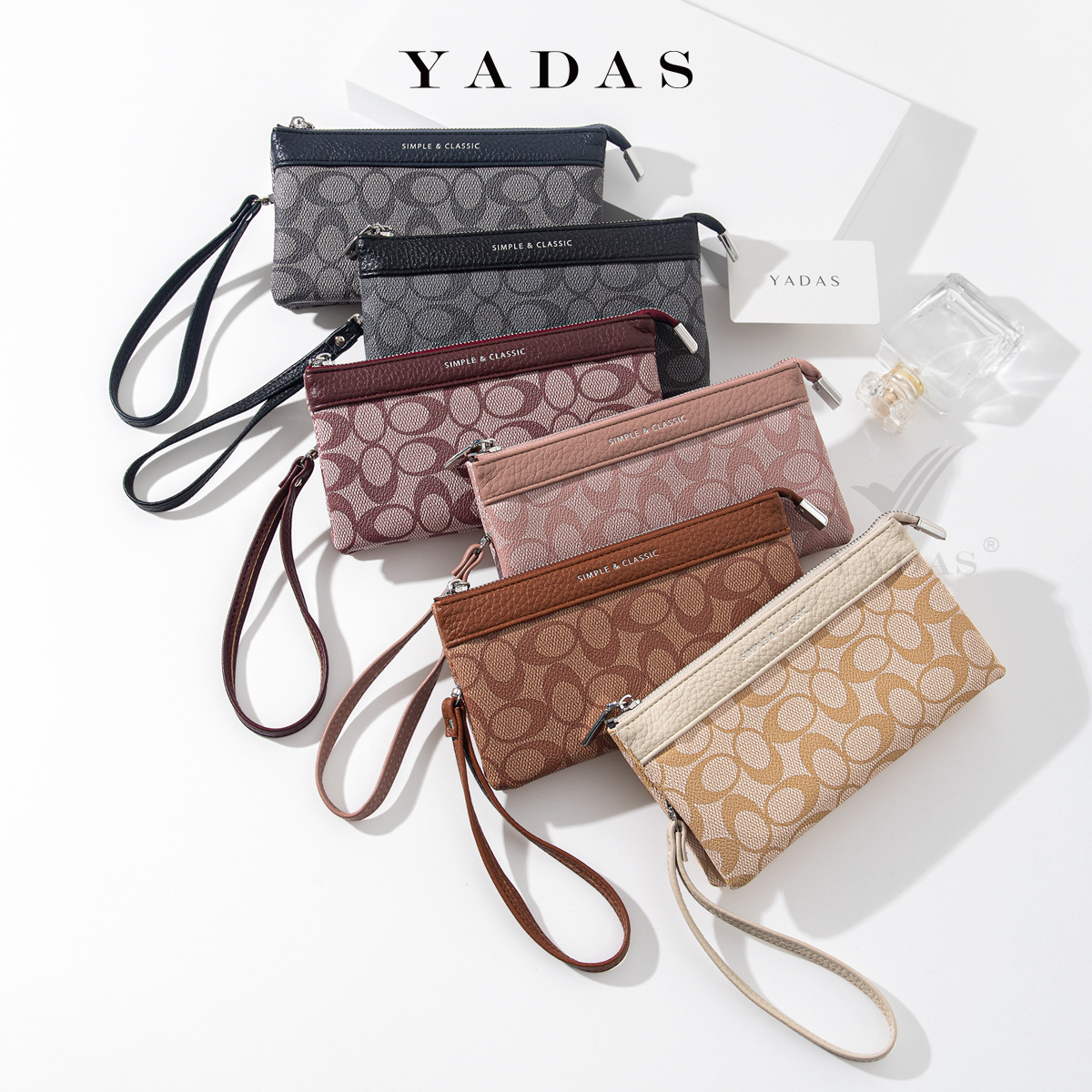YADAS bolso mayorista damas comercio exterior nuevo clásico impresión ovalada patrón viejo zipper bolso de pulsera atmósfera pu