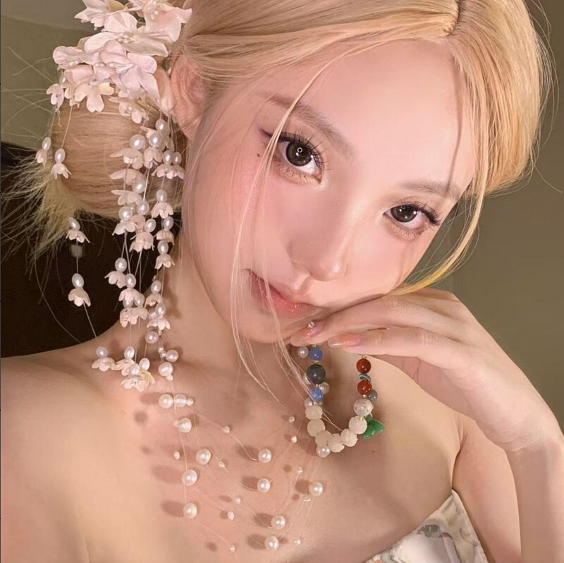 新しい中国風の森のスズランの花のタッセルヘアピンブライダルパープルヘアアクセサリーサイドクリップインターネット有名人の写真誇張アクセサリー|undefined