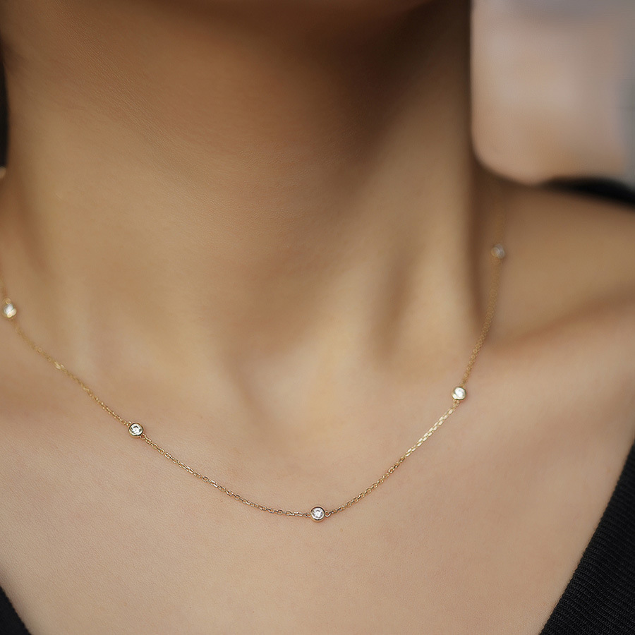 925 Sterling Silver Cable Chain Geometric Necklace display picture 2