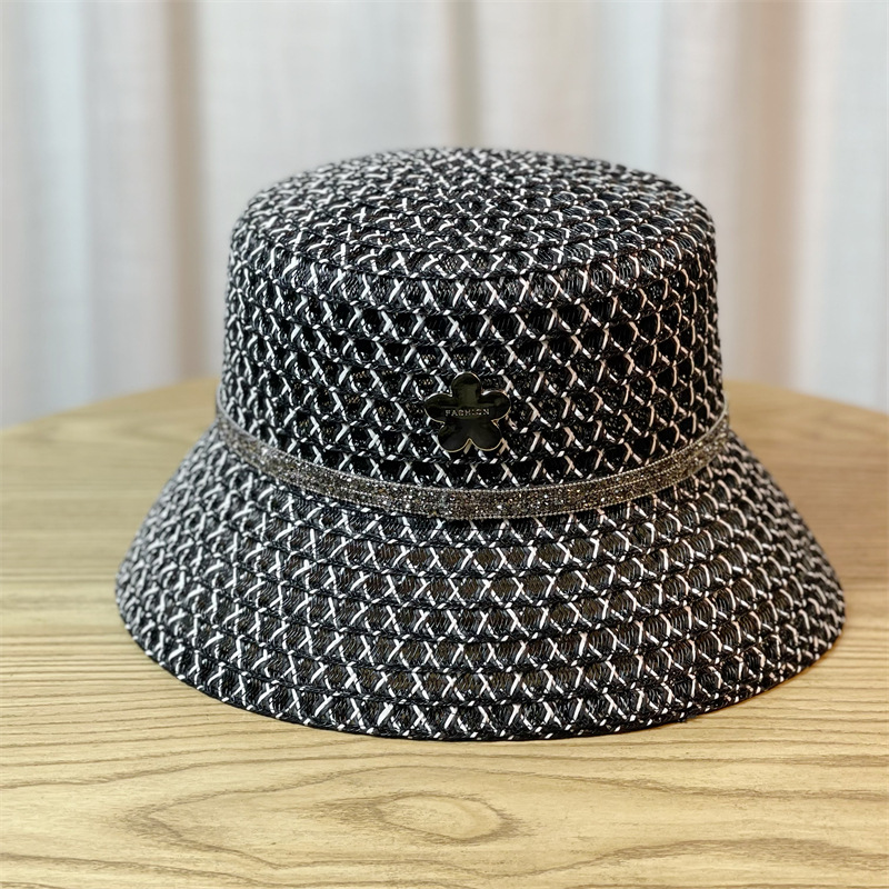 Neuer Wasser-Diamant-Buchstabe-Wassereimer-Fischerhut Strohhut Frühlings- und Sommerausflüge für Kinder Sonnenschirm Japanisches Netz Rot Schwarz Topfhut Flut_voghion.com