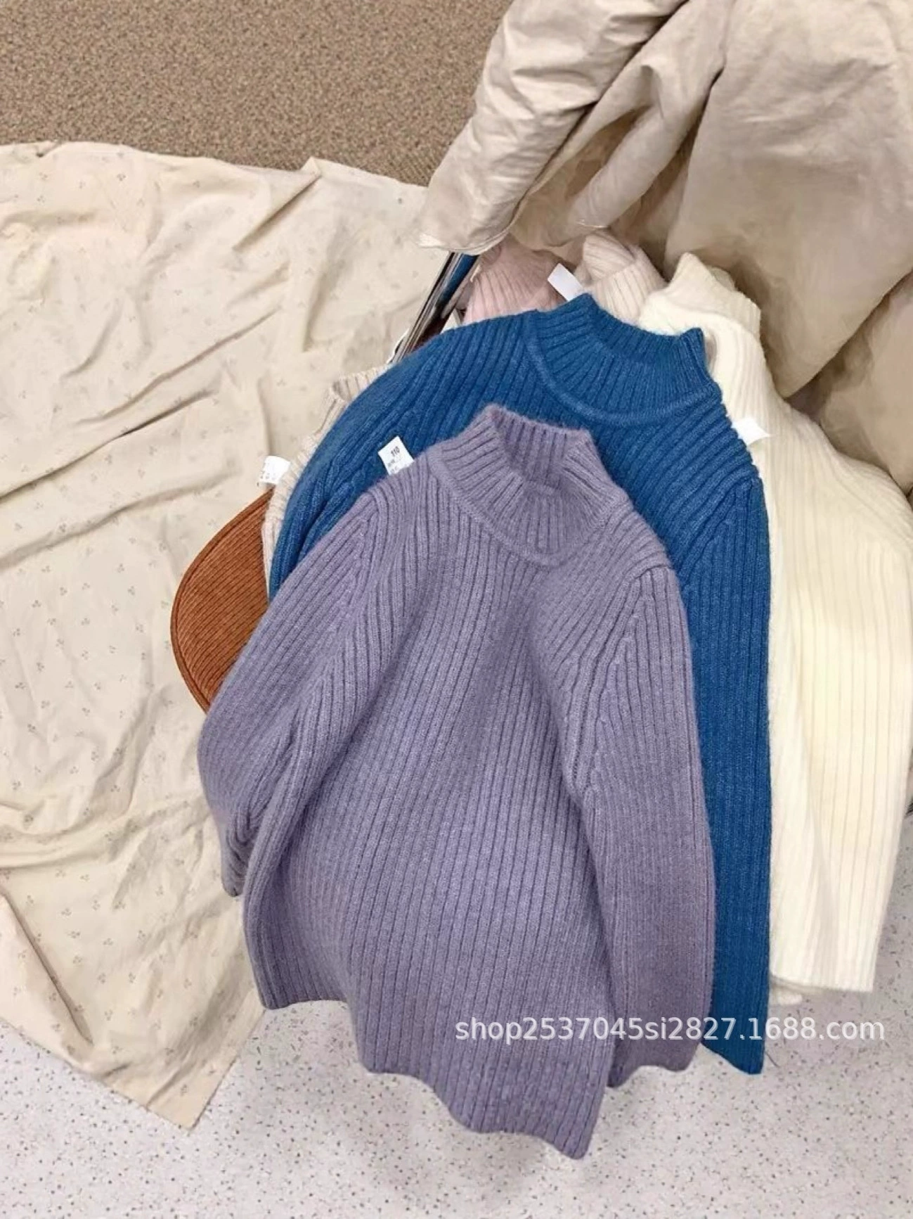 Demi-season body-friendly children's winter sweater for boys, increased thickness, high collar, for teenagers