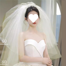 新娘头纱主婚纱多层蓬蓬韩式超长款头饰素纱摄影拍照结婚新款造型