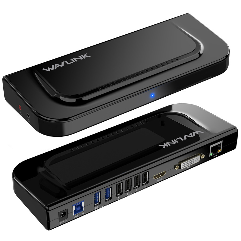 WAVLINK Neutral Laptop Docking Station Supports DVI/HDMI/VGA Gigabit Ethernet